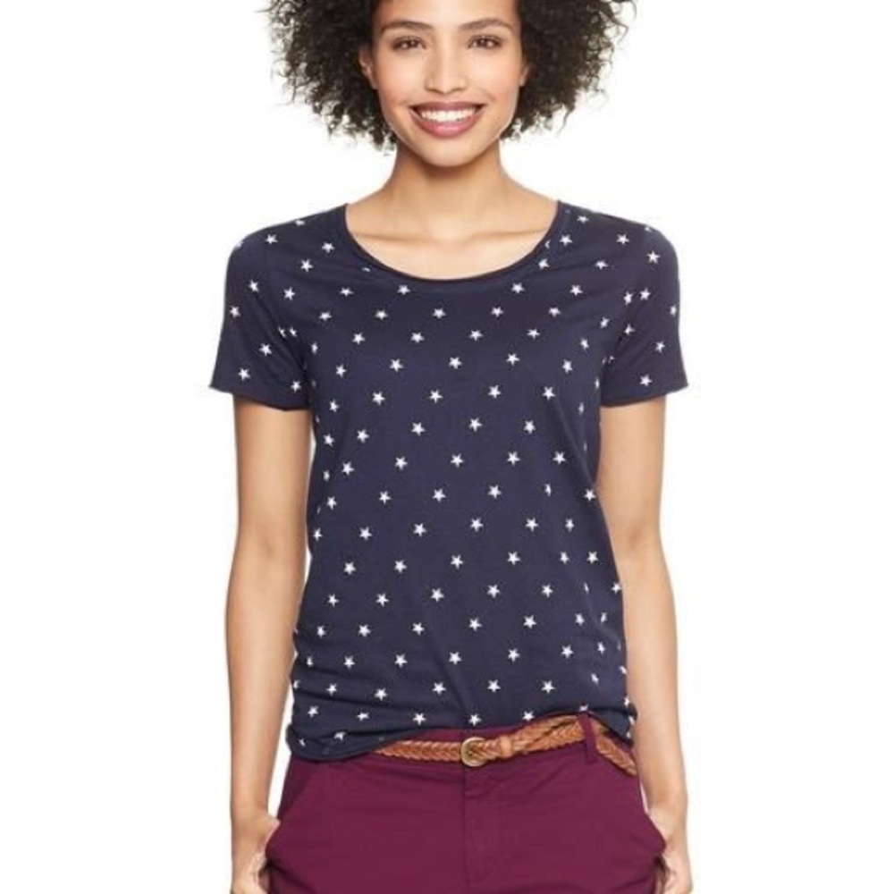 Raw cut star print tee
