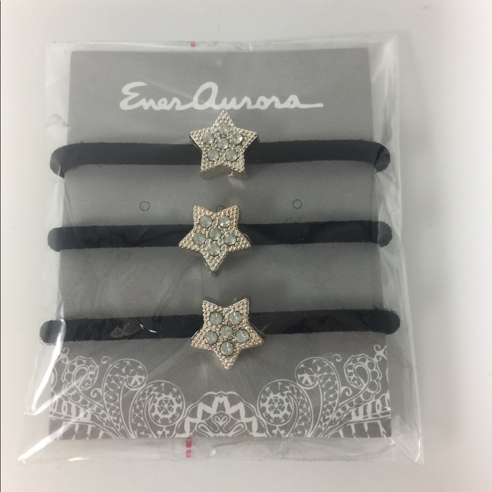 Brand new CZ star black hair ties