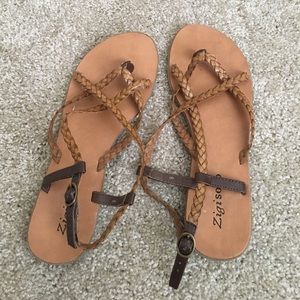 Brown Braided Sandals