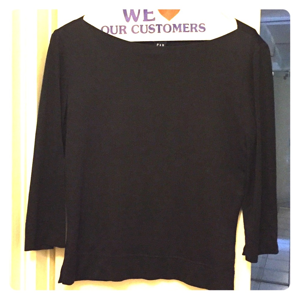 GAP black 1/2 sleeve jersey boat neck top, XS