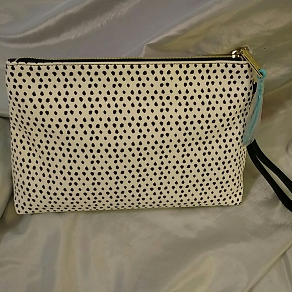 Hold Betsey johnson cosmo pouch NWT aqua bLK - Picture 2 of 4