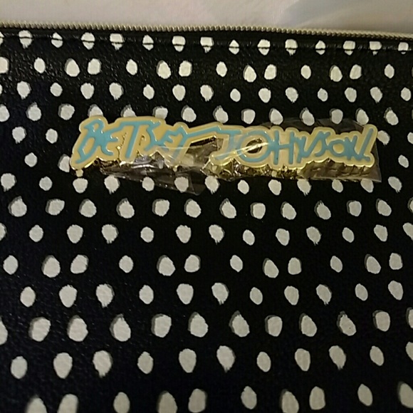 Hold Betsey johnson cosmo pouch NWT aqua bLK - Picture 3 of 4