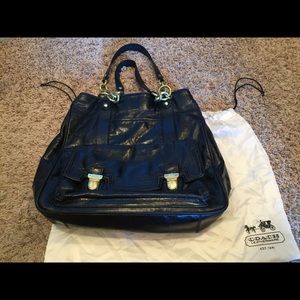 Coach Vintage Black Bomber Leather Black Bag