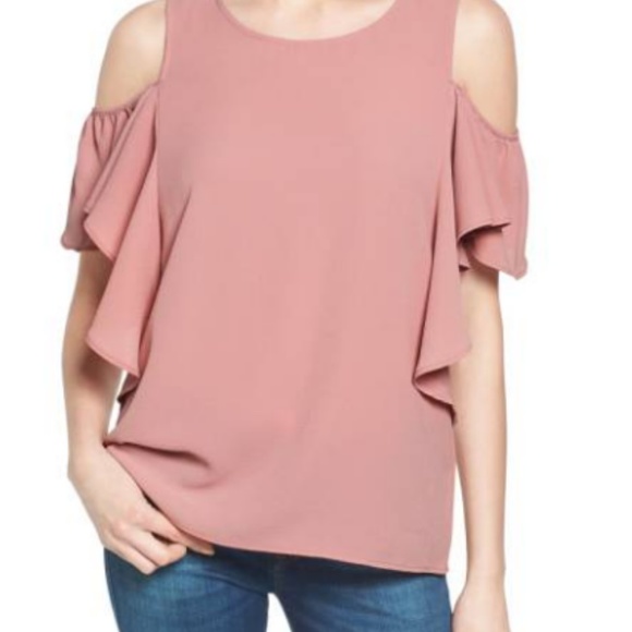 NWT Pink Cold Shoulder Blouse - Picture 2 of 8