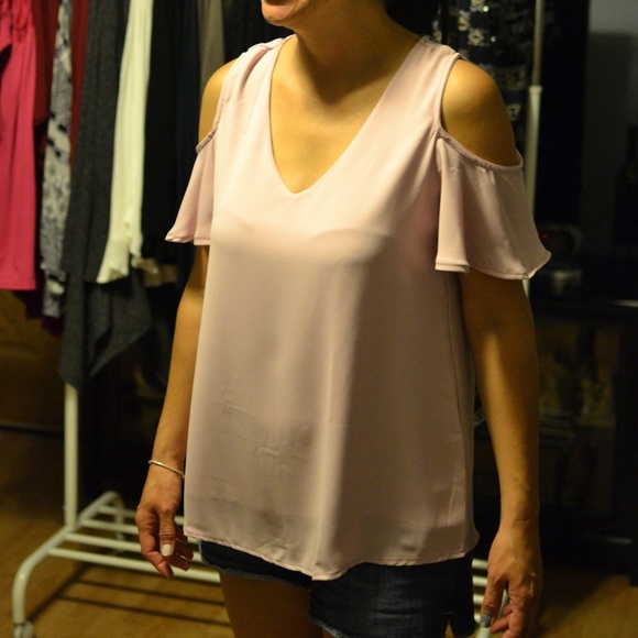 NWT Pink Cold Shoulder Blouse - Picture 7 of 8