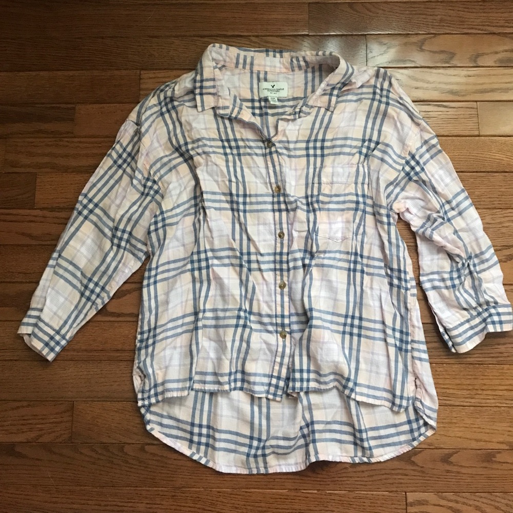 3/4 sleeve plaid shirt