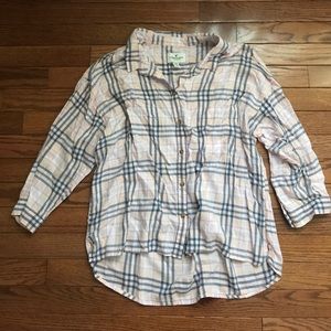 3/4 sleeve plaid shirt