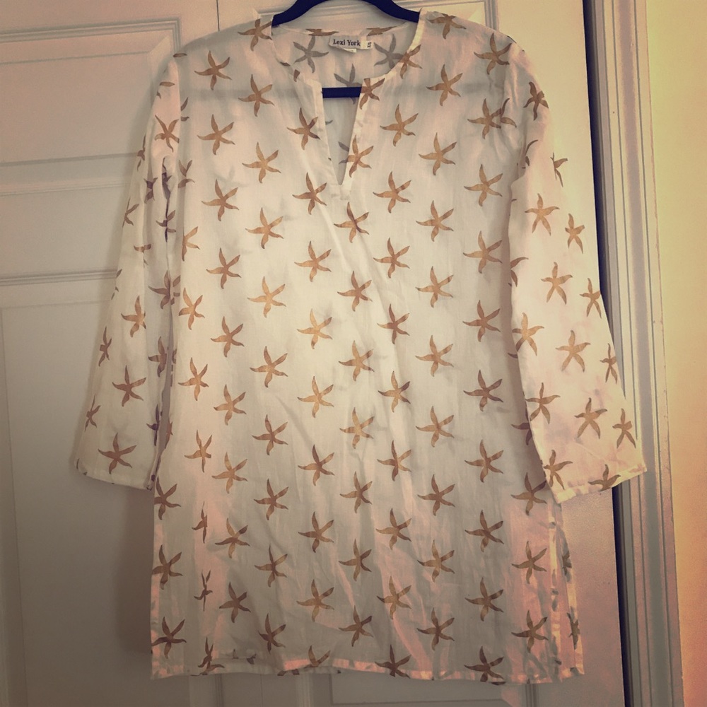 Starfish print beach coverup