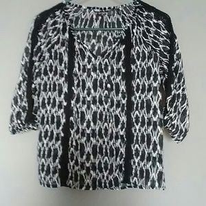 Express XSmalll Sheer 3/4 Sleeve Top with Tie