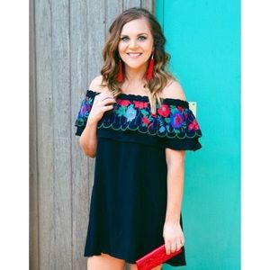 Black embroidered dress
