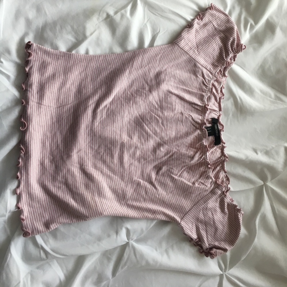 Forever 21 off the shoulder striped crop top