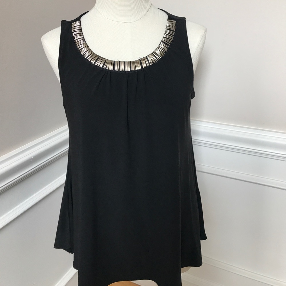 White House Black Market Black Dressy Top - Sz L