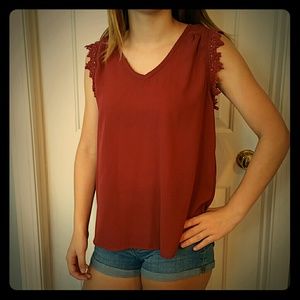 Flow tank top with lace detail