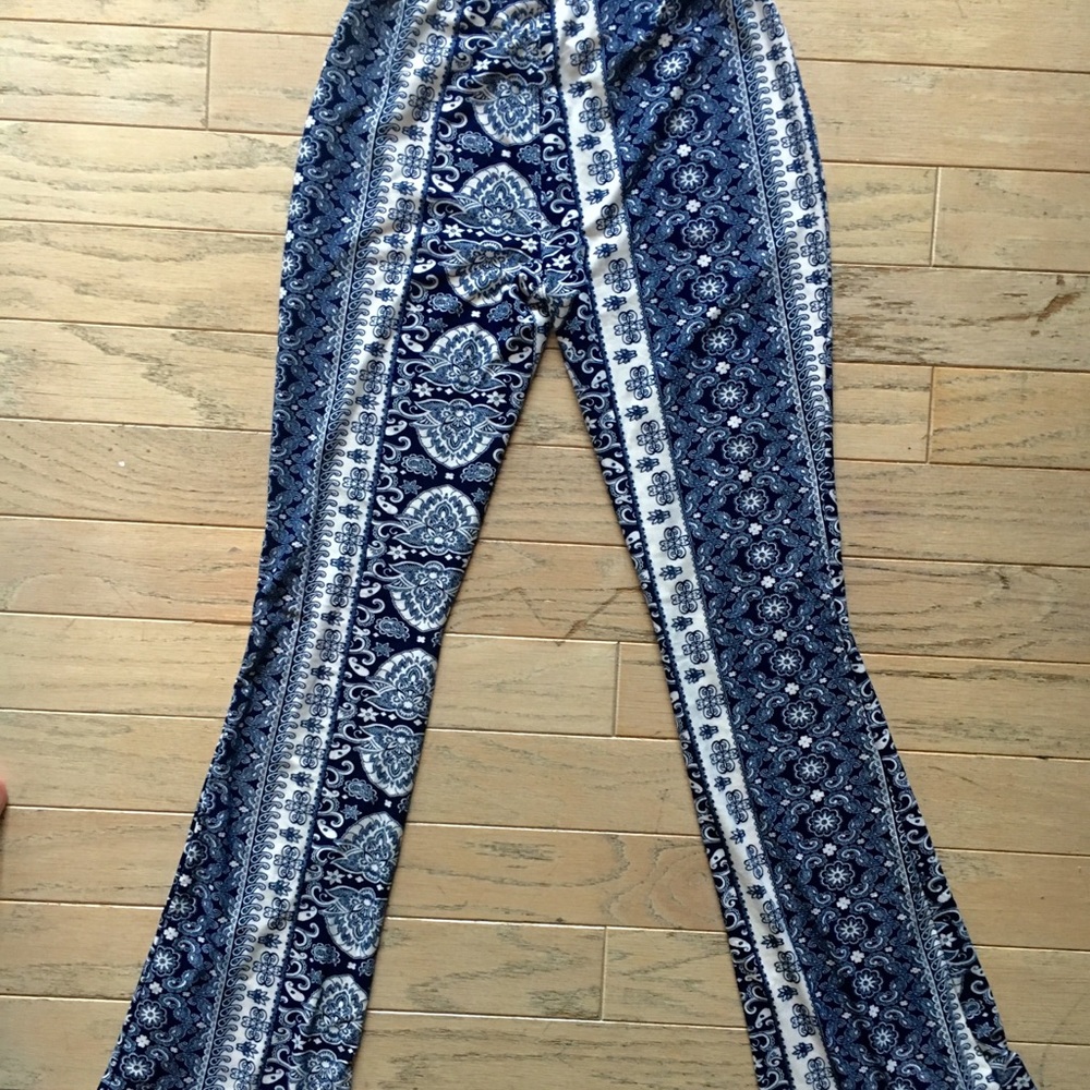 Blue and white floral pants