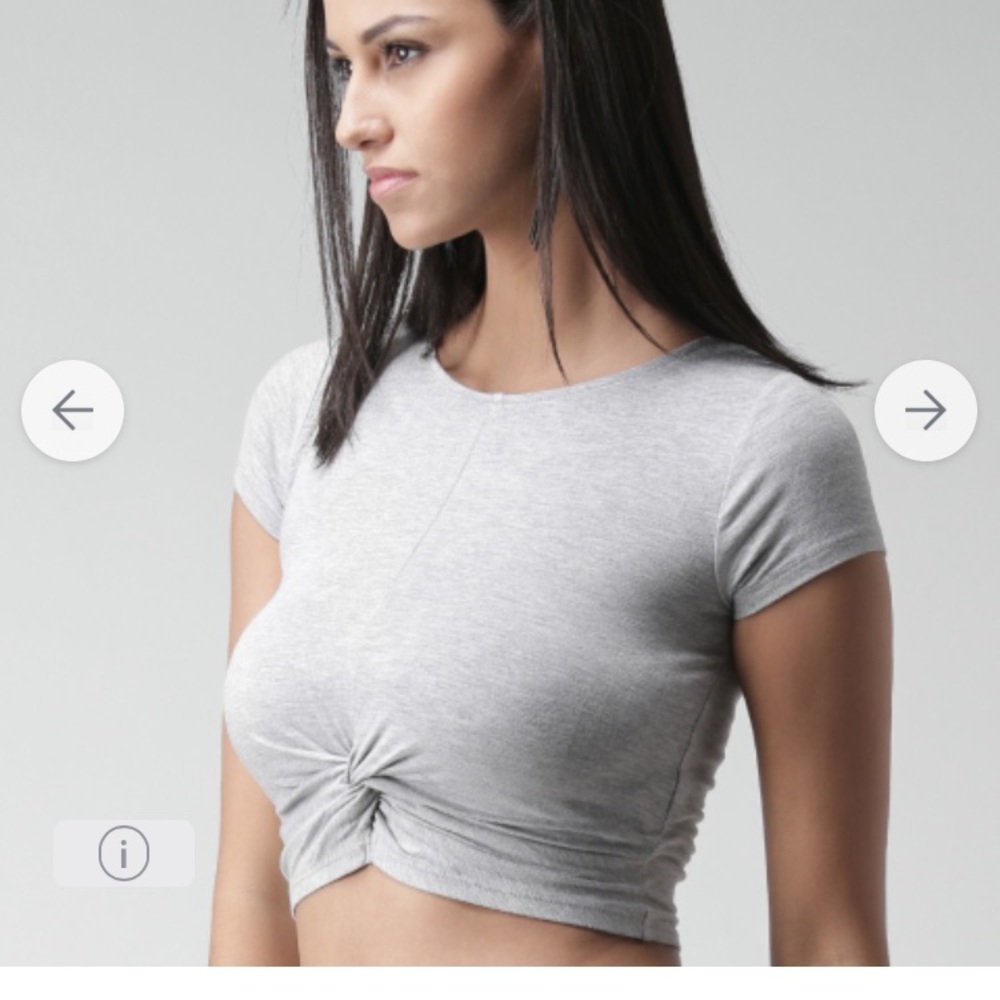 Grey Crop top with knot detail
