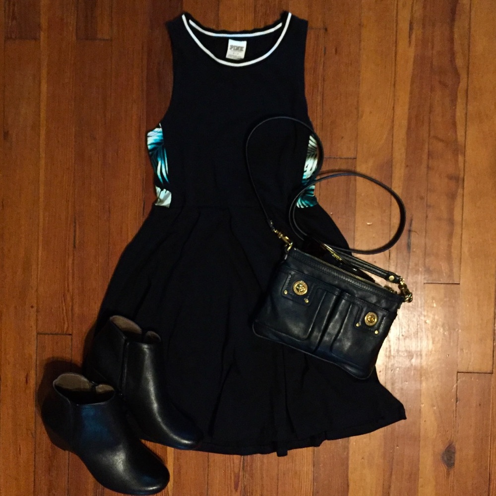 Vs PINK Black Jungle Detail Skater Dress