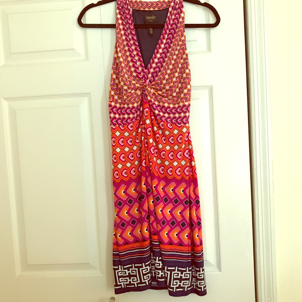 Pink and navy paisley summer dress