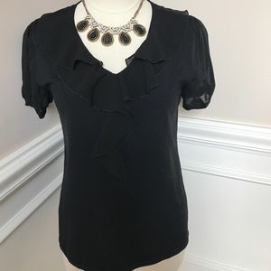 Cable & Gauge Black Ruffled Top - Sz L
