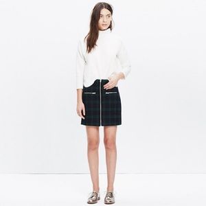 Madewell Zip Skirt in Dark Plaid