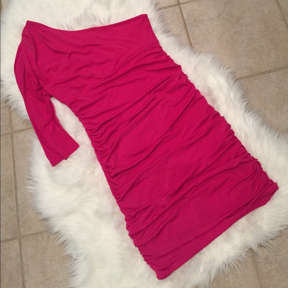 Hot Pink One Shoulder Dress
