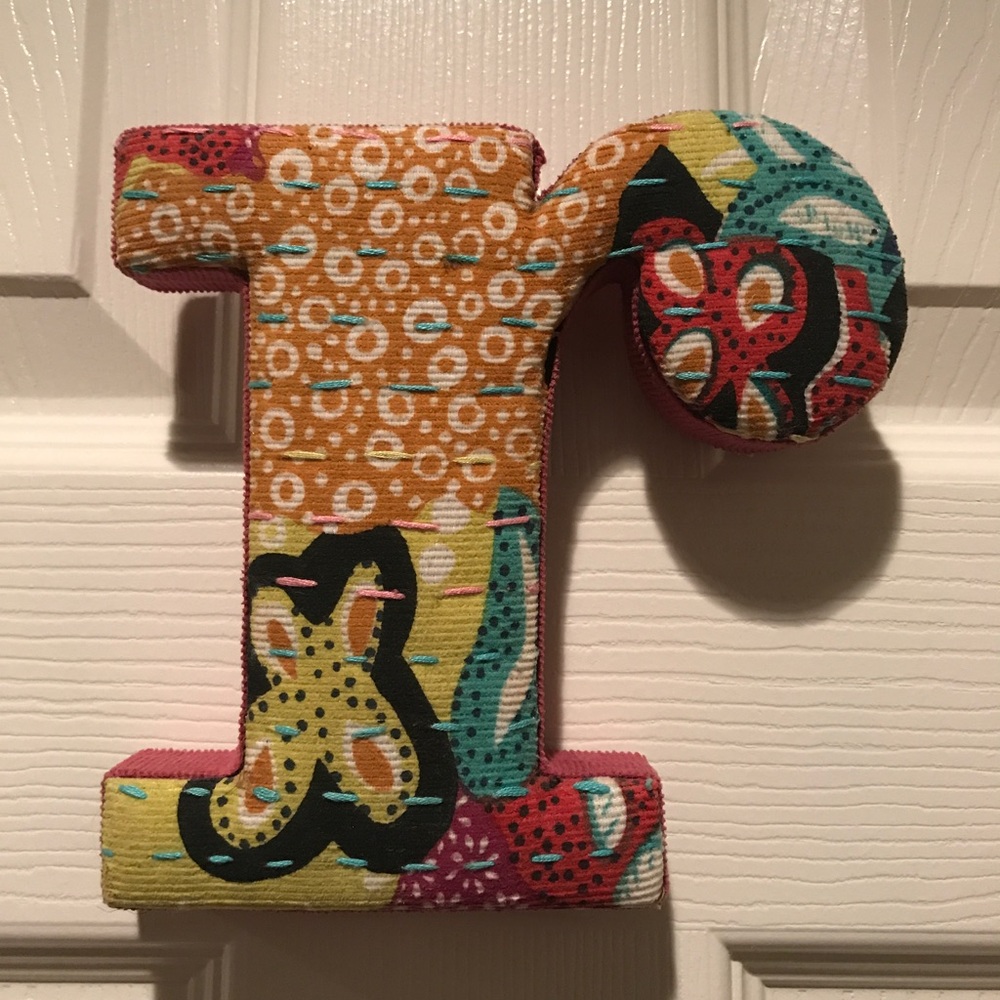 Anthropologie fabric letter "r"