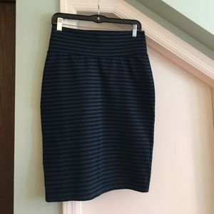 LuLaRoe Cassie Pencil Skirt,Turquoise&black stripe