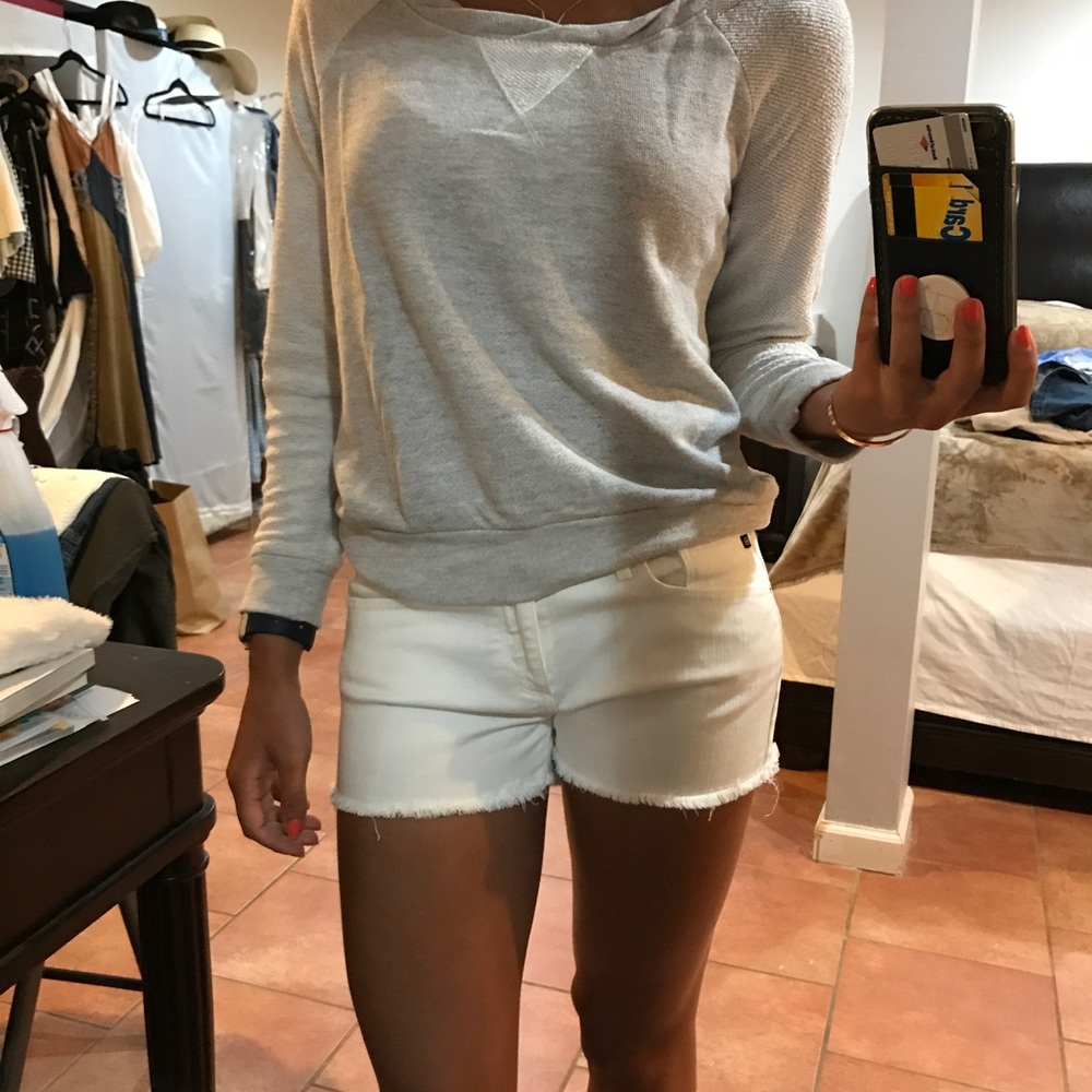 Light gray scoop neck pullover sweater
