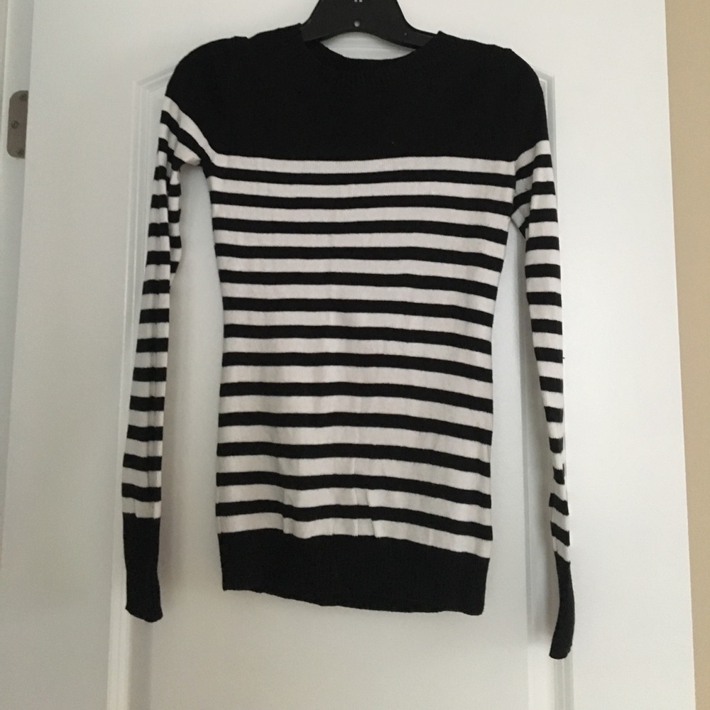 Black and white striped Express sweater