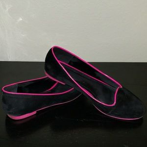 Black and Neon Pink flats