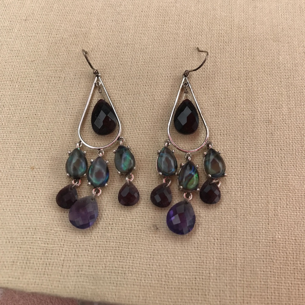 Purple and Green Gem Earrings