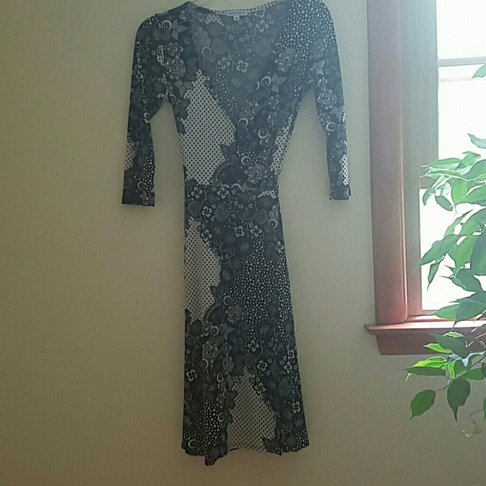 Black and White Floral wrap dress