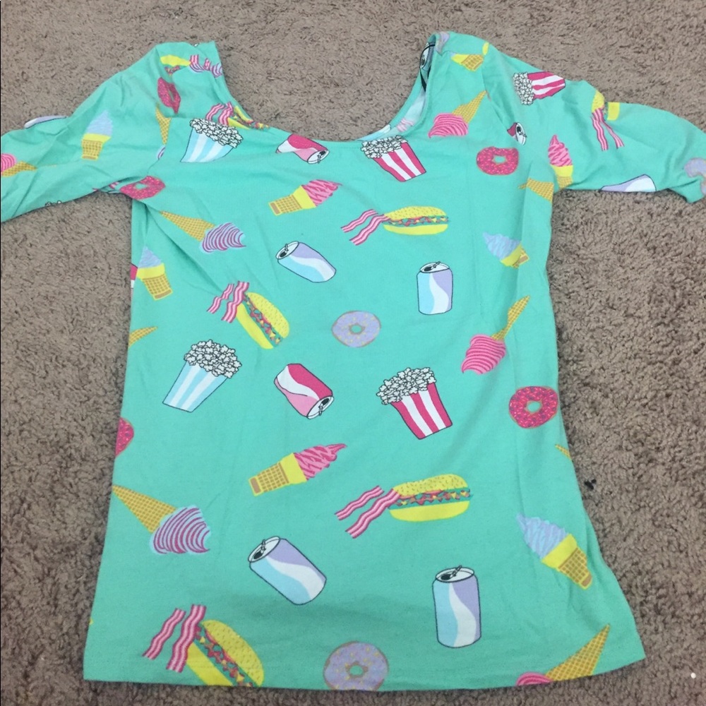 Cute Junk Food Print Crop Top