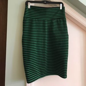 LuLaRoe Cassie Pencil Skirt green&black stripe
