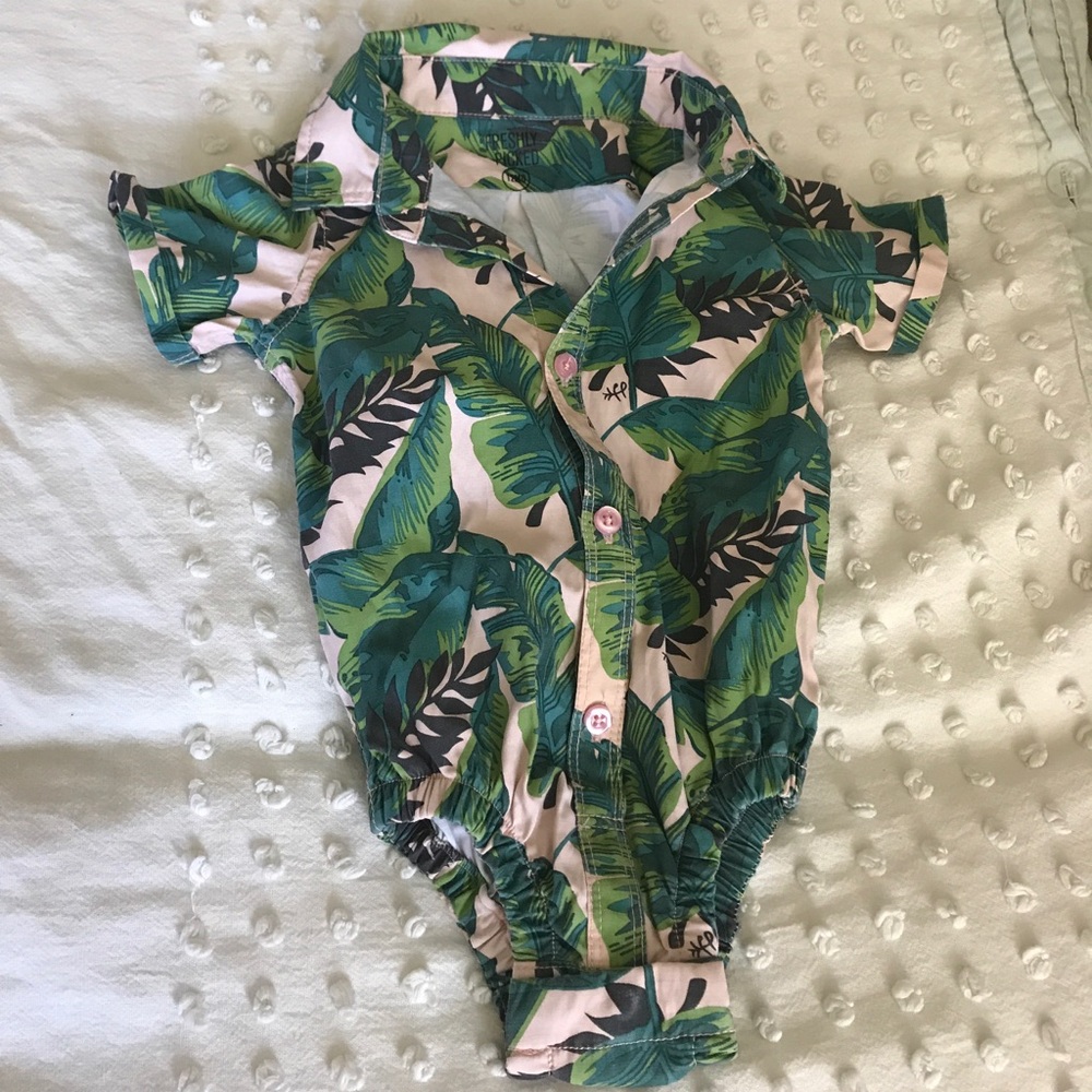 Freshly Picked 12m tropical button down onesie