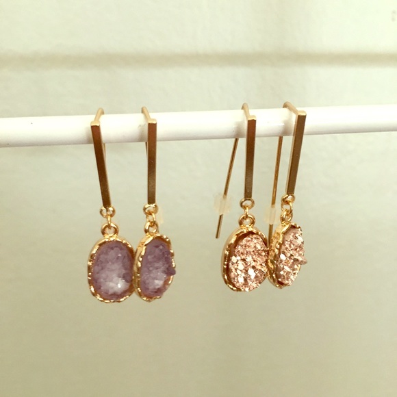 Jewelry - 🆕Druzy Dangle Earrings in Purple or Rose