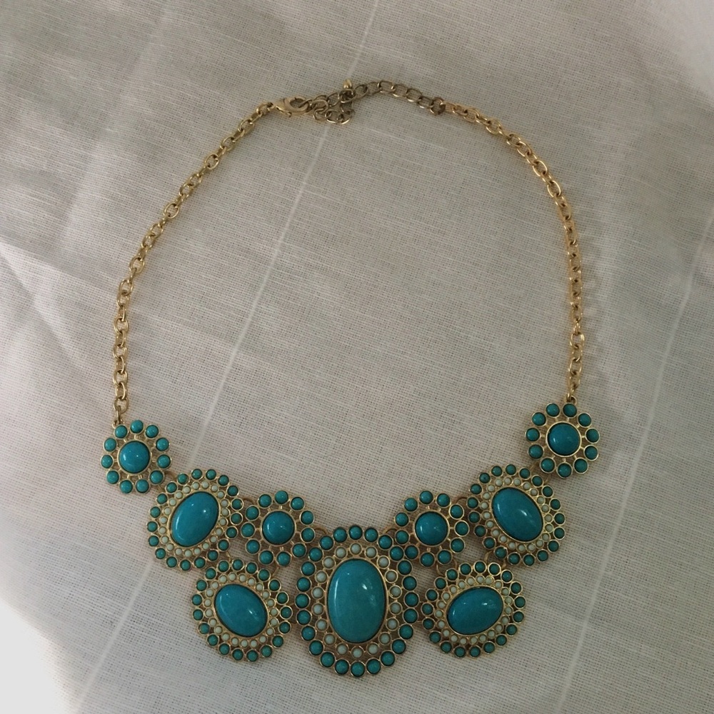Francesca's Turquoise Blue and Gold Necklace!