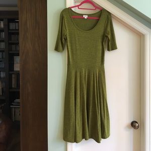 LuLaRoe Nicole dress lime green heather color