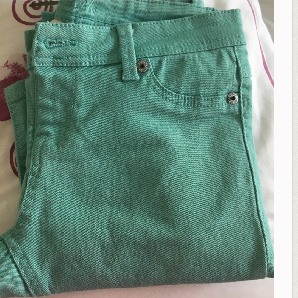 Teal skinny jeans