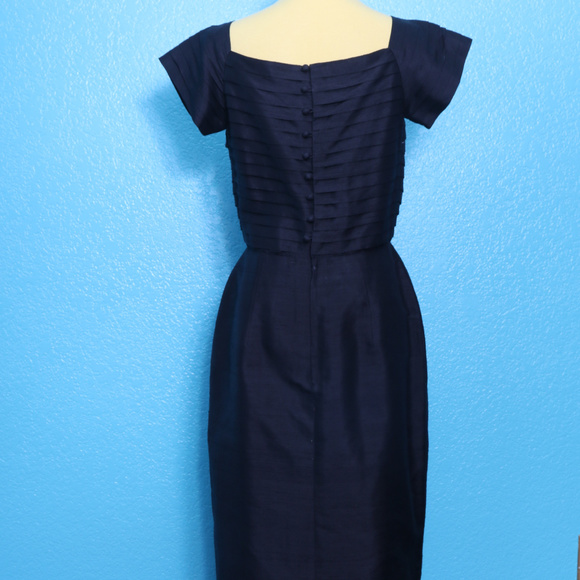 Vintage Black Formal Holiday Dress Crepe M/L - Picture 3 of 8