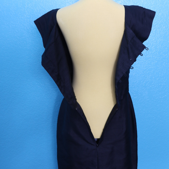 Vintage Black Formal Holiday Dress Crepe M/L - Picture 5 of 8