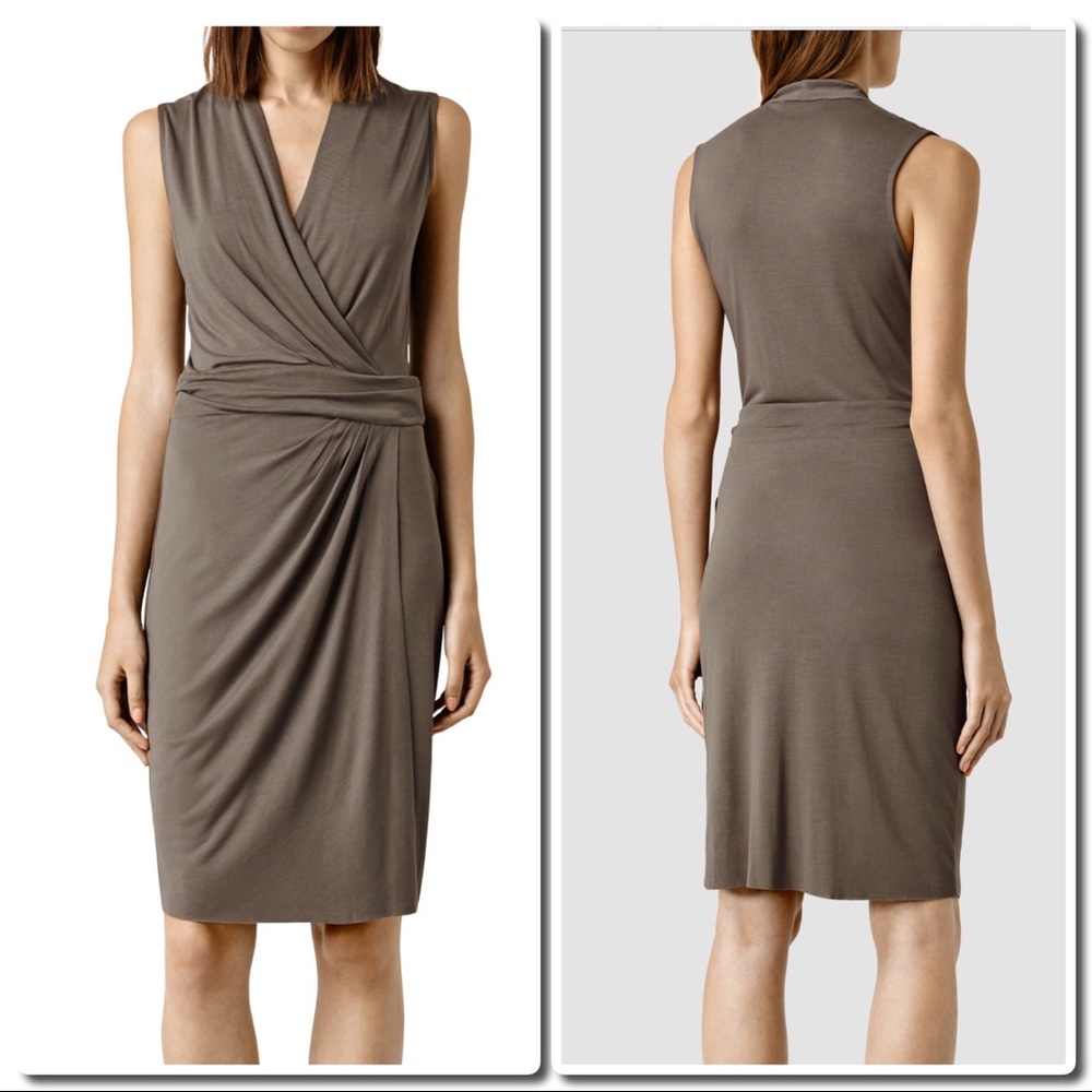 ALL SAINTS Novis Dress in Mud - Picture 2 of 4