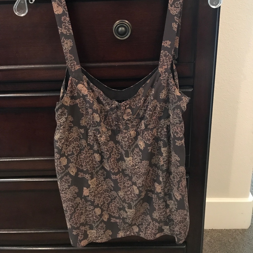 Theory silk top shell floral blue tank medium