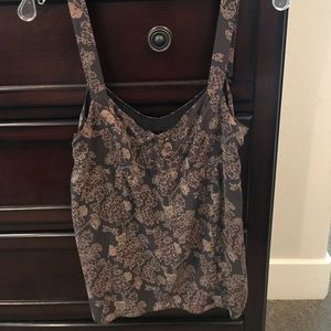 Theory silk top shell floral blue tank medium