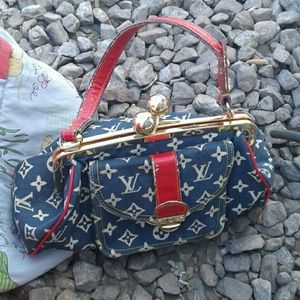 Louis viutton rare denim alligator handbag