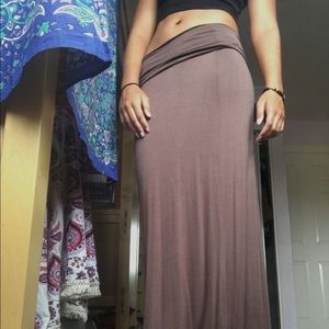 long brown maxi skirt