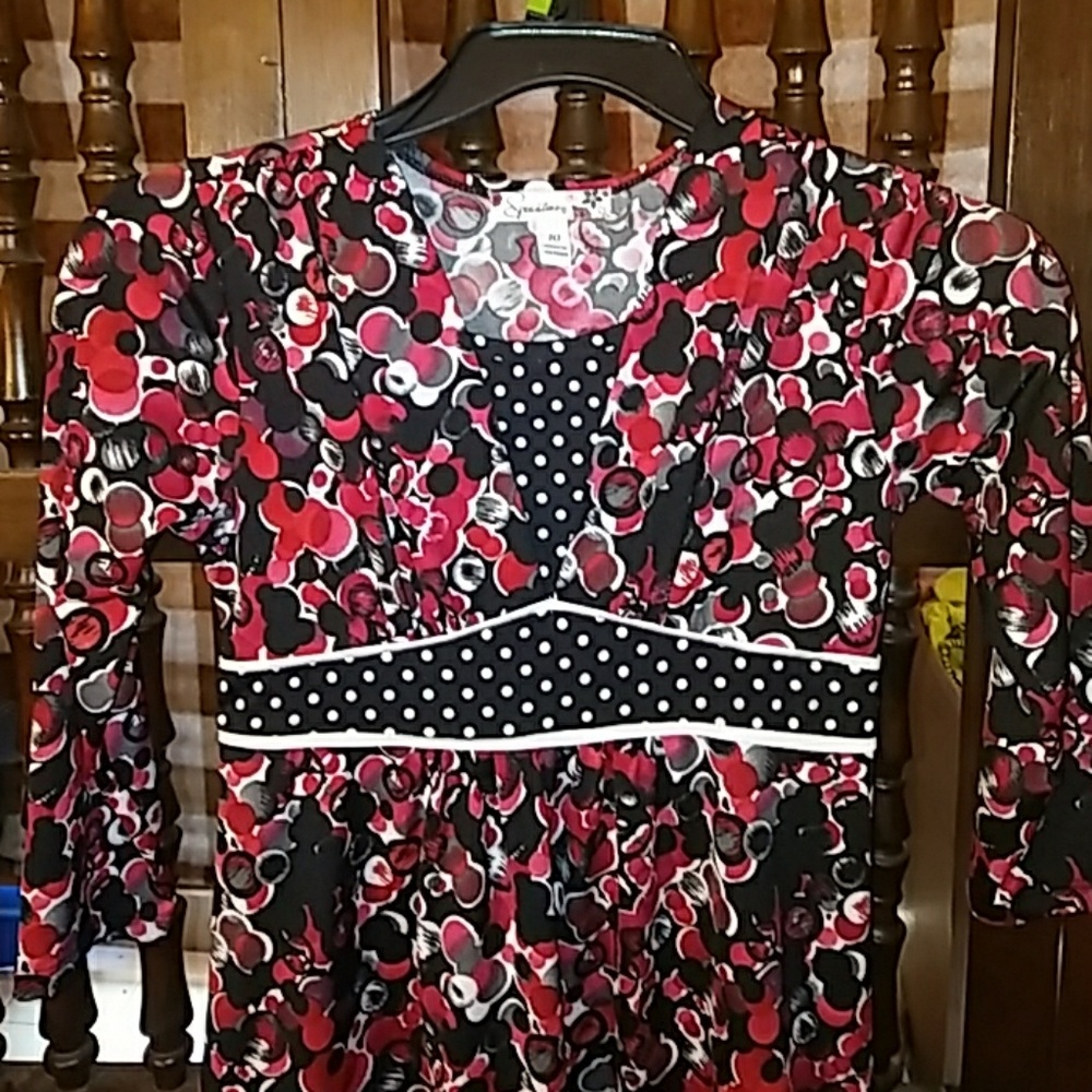 Red, black and white dress, size 10