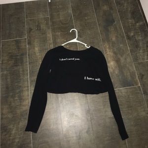 BRAND NEW black crop top with white words