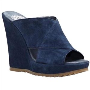 Vince Camino Garton-Lug Sole Suede Navy Wedge
