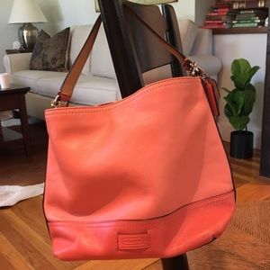 Coral leather coach purse optional cross body