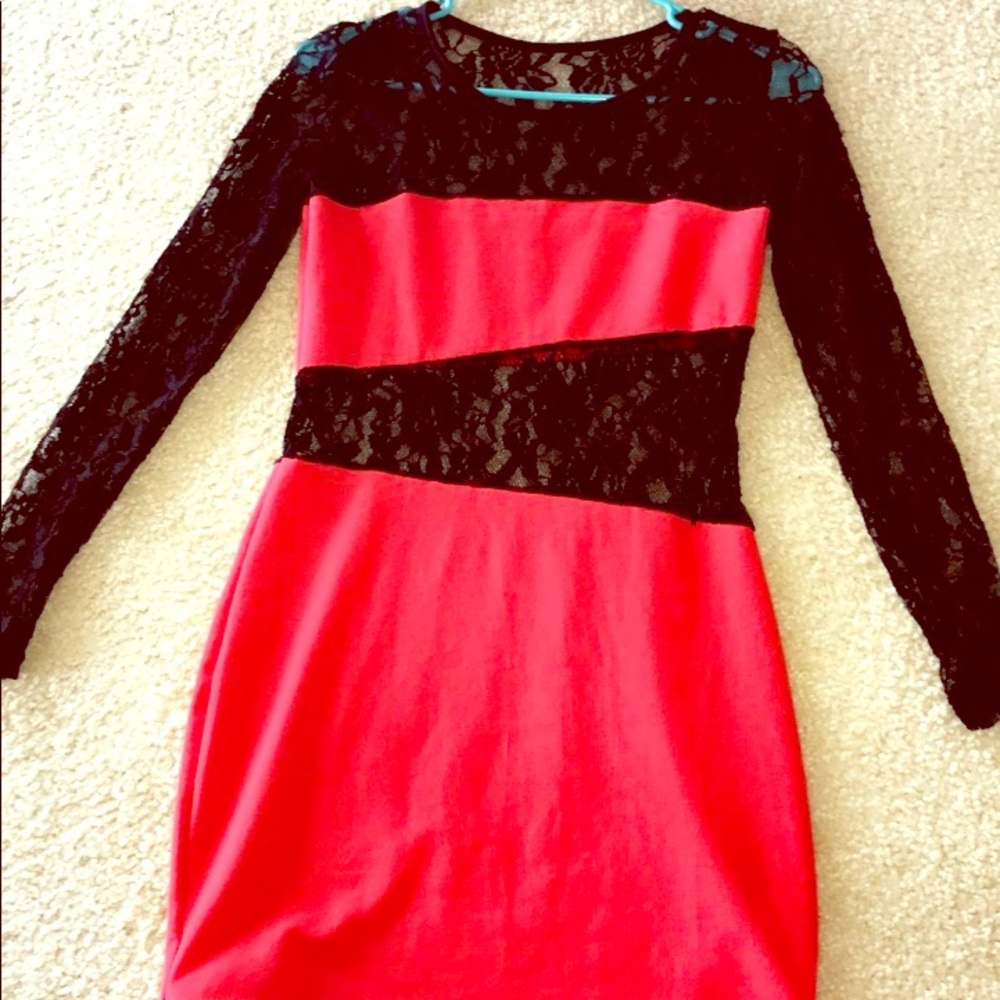 Red dress.